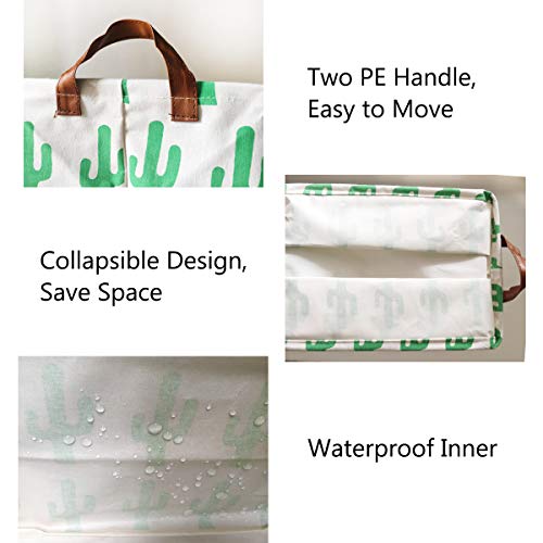 image for SAKUYV Square Canvas Toy Storage Bins Basket with Handle Collapsible T