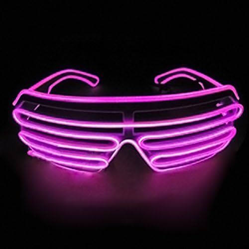 Dealgadgets EL Glasses El Wire Fashion Neon LED Light Up Shutter Shaped Glow Sun Glasses Rave Costume Party DJ Bright SunGlasses (Hot Pink)