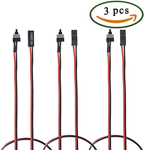 Dayree PC Power Button, 3 pcs 2 Pin PC Power Switch Cable on or off Push Button Cable 45 cm (1.5 inch) ATX Computer Switch Wire