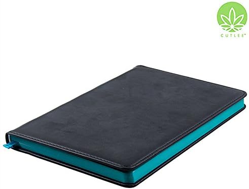 Cutlee™ Large Hardcover Leatherite Notebook Undated Diary Turquoise Edge