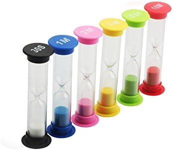 Haberi Sand Timer 6pcs Colorful Sandglass Hourglass Sand Clock 30sec / 1min / 2mins / 3mins / 5mins / 10mins for Kids, Kitchen, Games
