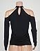 VintageRose Womens Black Lace-up Cold Shoulder T-shirt Tops Black S