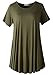 LARACE Women Short Sleeves Flare Tunic Tops for Leggings Flowy Shirt (L, Army Green)
