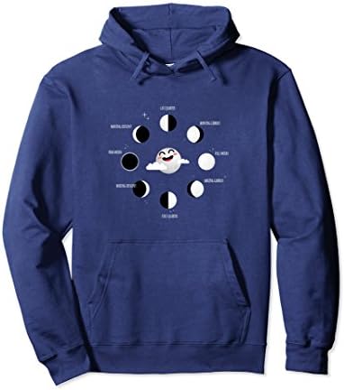 Unisex Moon Phases Hoodie: Astronomy Science Lunar Calendar Small Navy