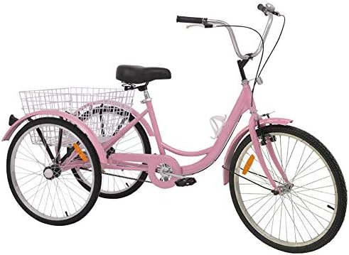 DoCred Adult Tricycles 24/26/20 Inch Three Wheel Bike Cruiser Bicycle, Adult Tricycle for Men/Women/Seniors/Young