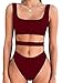 BEAGIMEG Women's Tank Top Cut Out Sleeveless Bodice Bodysuit Party Clubwear Wine Red