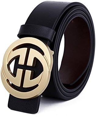 XiaoStone Men's Classic Big GG Buckle Real Leather Belt For Jeans