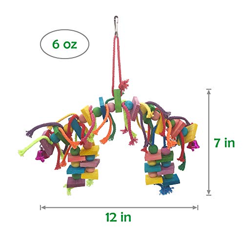 LiMio Parrot Chew Toy Bird Perch, Made of Edible Coloring Wood Blocks, Parakeet Cage Accessories Bird Toys, Suitable for Small and Medium Birds - Thumbnail 2