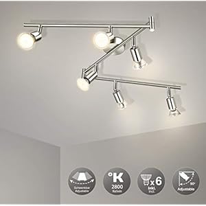 Wowatt LED 6-Vlams Plafondlamp Plafondspot LED Spot Plafondlamp Keuken Zwenkbaar Woonkamer Hal Slaapkamer Warmwit…