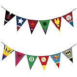 Superhero Avengers and Justice League Set of 12 Party Banners with 2 Strings Included