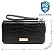 CrossLandy Women Men RFID Blocking Double Zip Leather Wallet Clutch Wristlet