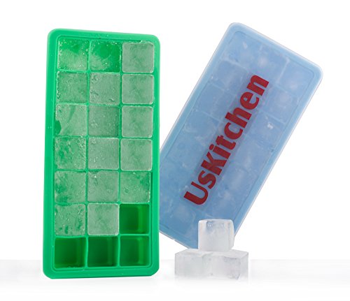 UsKitchen 21-cube silicone ice tray , 2-piece set with 42 cubes