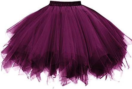OBBUE Women's Short Vintage Petticoat Skirt Ballet Bubble Tutu Multi-Colored