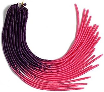 KlemmerLover New Arrival 6Packs Ombre Synthetic Twist Braiding Hair Two Tone Color Faux Locs Crochet Twist Senegalese Braids Afro Hair Style Crochet Dreadlock Extensions 20inch (Purple to Pink)