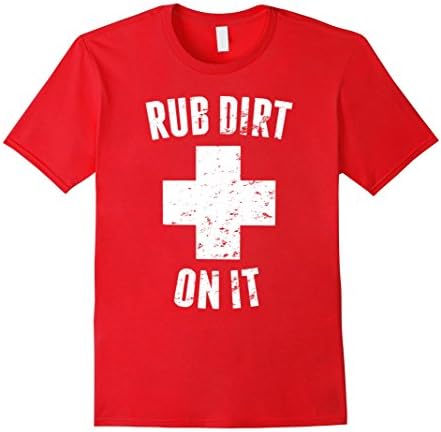 Mens 'Rub Dirt On It' Funny Baseball Sports T-shirt Medium Red