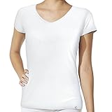 Boody EcoWear Women’s V-Neck T-Shirt Made From Natural Organic Bamboo Viscose – Soft Breathable Eco Fashion For Sensitive Skin - White, Medium