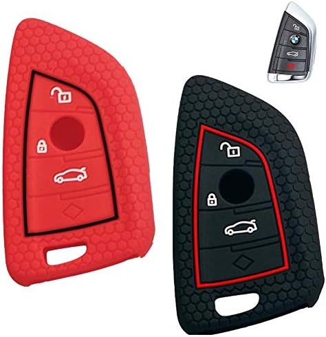 AME 2PCS Deluxe Key fob Cover for BMW 2 5 6 7 Series X1 X2 X3 X5 X6 (T2 ...