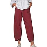 TARIENDY Women Cotton Linen Cropped Pants High