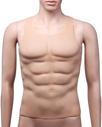 ZBB False Tummy False Breast Men's Realistic Muscle Top Medical Silicone Fake Muscle Chest Halloween Props Cosplay Makeup Funny Dress Costume Accessories (Flesh Color)