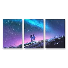 Canvas Wall Art Abstract Dream Place Landscape Painting Artwork for Home Prints Framed - 16"x24" x 3 Panels