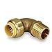 Supply Giant VQNF34 90 Degree Elbow x Male Pipe Fittings Push to Connect Pex, CPVC, 3/4 Inch, Brass, 3/4