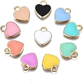 DanLingJewelry 100Pcs Random Color Enamel Heart Charm Peach Heart Charms Enamel Valentine's Day Charms for Jewelry Making DIY