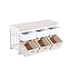 HOMCOM 3-Drawer 3-Basket Padded Storage Bench - White/Beige