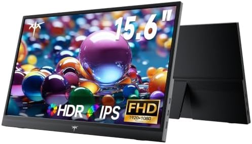 Monitor Portátil IPS 1080P FHD 15.6", Ecrã Externo USB-C & Mini HDMI, Monitor de Gaming Ultrafino com Suporte e Colunas, para Portátil/PC/Mac/PS3/PS4/PS5/Xbox, Preto