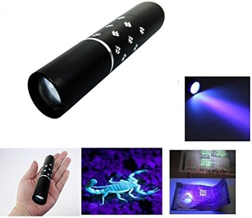 HOPESOOKY Zoomable Ultraviolet Mini LED Flashlight Blacklight Cosmetics Baby Stuff Discover Counterfeit Banknotes Minerals Diamonds Pets Urine and Stains Detector