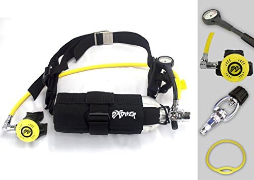DXDiver Pony Setup with Weigh Integrated Nylon Belt SPG Gauge Regulator Fill Adapter - Spare Secondary Air Scuba Dive Egressor Rapid Dive Entry Rescue Clean Boat Propeller