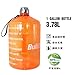 QuiFit 1 Gallon Water Bottle Reusable Leak-Proof Drinking Water Jug for Outdoor Camping Hiking BPA Free Plastic Sports Bottle(Orange)