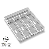madesmart Classic Small Silverware Tray - White | CLASSIC COLLECTION | 5-Compartments | Icons help sort Flatware, Utensils and Cutlery | Soft-grip Lining and Non-slip Feet | BPA-Free
