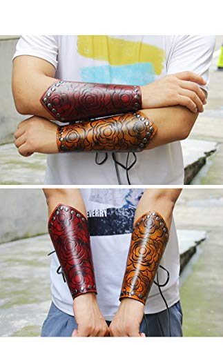 VolksRose Leather Archery Arm Guard, Adjustable Hunting Shooting Arm Guard, Bracers Leather Arm Armor Guard Medieval Rivet Style Armor Costume Traditional Archery Protective Gear, 1 Piece #5 - Thumbnail 6