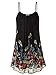 WAJAT Women's Summer Casual Spaghetti Strap Sundress Sleeveless Beach Slip Dress S Black Floral