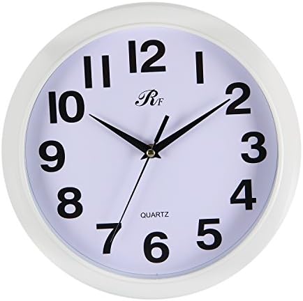 RUIFA Indoor Quiet 12-Inch Precedent Decorative Wall Clock with Arabic Numerals (White)