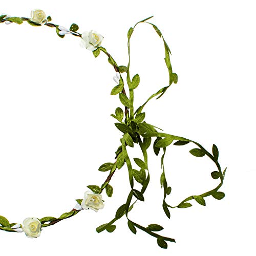 Joy Join Adjustable Flower Crown Festivals Headbands Garland Girls Hair Wreath photo props (White Flower)