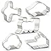YUHAO Transportation Vehicle Cookie Cutter Set Mould - 5 PCS - Airplane, Car, Train, Ship and Bubble Car Shape - Stainless Steel