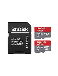 SanDisk Ultra   Tarjeta de 64 GB microSDXC UHS-I con adaptador (2 unidades)