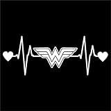 Wonder Woman Heartbeat Vinyl Decal Sticker | Cars Trucks Vans Walls Laptops Cups | White | 7.5 X 2.8 Inch | KCD1177