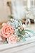 Ling's moment Artificial Flowers Shimmer Blush & Peach Roses 25pcs Real Looking Fake Roses w/Stem for DIY Wedding Bouquets Centerpieces Arrangements Party Baby Shower Home Decorations