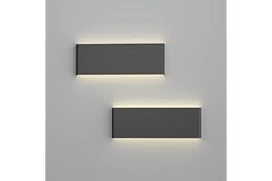 Ralbay 15.7in LED Modern Matte Black Wall Sconce 2-Pack Aluminum Indoor LED Up and Down Modern Bathroom Wall Lighting Fixtures 14W Warm White Light 3000K