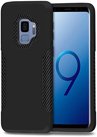 Samsung Galaxy S9 Case- Carbon Fiber Case for S9 Protective Case Cover- Shock-Proof- Non-Slip Elegant Design Colour Options- Durable PC and TPU Combination (Black)