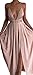 Miss ord Women Deep V Summer Slit Maxi Dress with Strap for Prom Party Small Light Pink