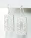 Greek Key Geometric Rectangle Sterling Silver Hook Earrings