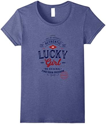 Womens One Lucky Girl Large Heather Blue