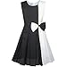 Sunny Fashion KM85 Girls Dress Color Block Contrast White Black Bow Tie Size 8