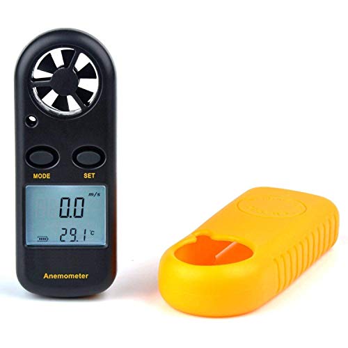 ELenest Anemometer, Digital LCD Wind Speed Meter Gauge Air Flow Velocity Thermometer Measuring Device with Backlight for Windsurfing, Sailing, Kite Flying, Surfing Fishing Etc.