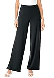 Roamans Women's Plus Size Ponte Wide Leg Pants