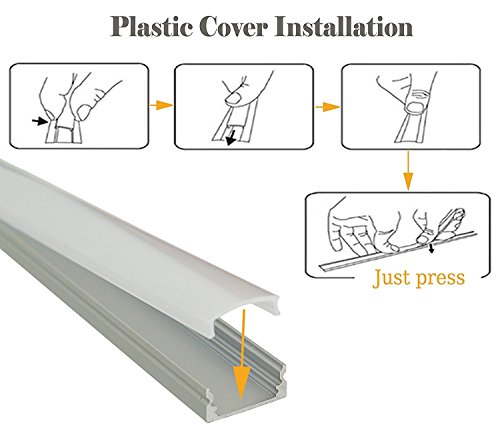 12-Pack 3.3ft/1Meter U Shape LED Aluminum Channel System with Cover,24 End Caps and 24 Mounting Clips,48 Screws for LED Strip Light Installations, Led Lights Diffuser Segments