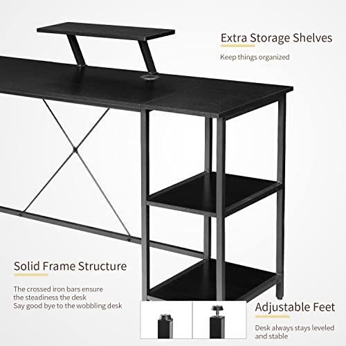 OUTFINE 59'' L Shaped Desk Corner Desk Double Computer Desk Home Office